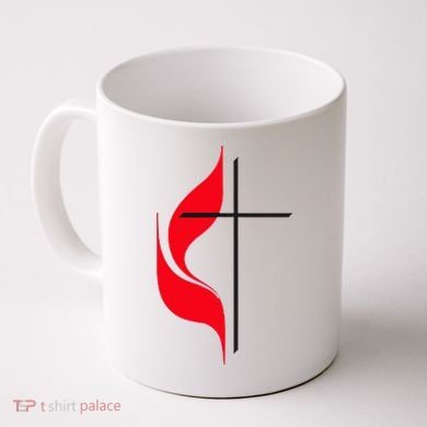 Methodist Flag Christian Cross And Flame Coffee Mug