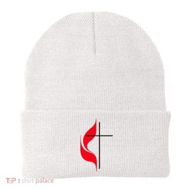 Methodist Flag Christian Cross And Flame Beanie