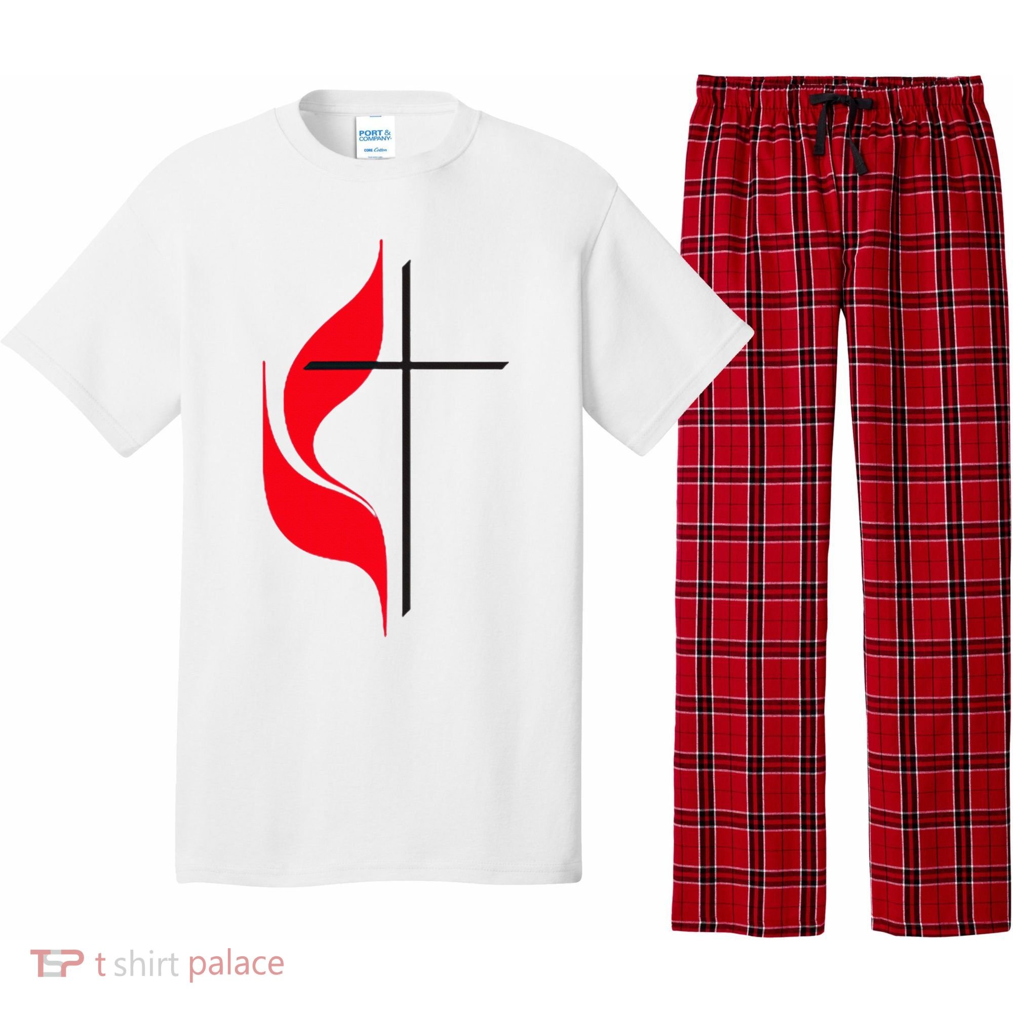 Methodist Flag Christian Cross And Flame Pajama Set