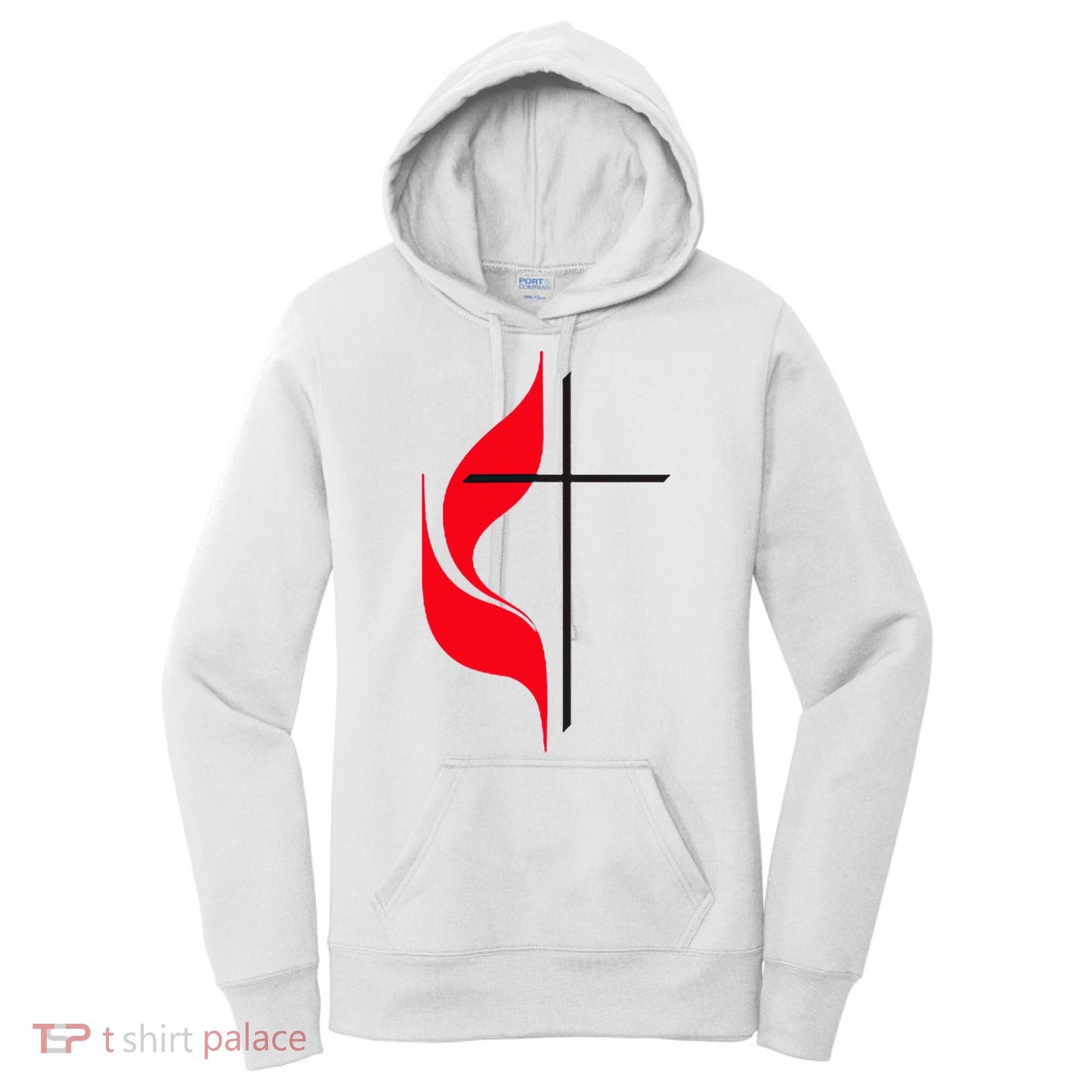 Methodist Flag Christian Cross And Flame Women's Hoodie