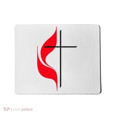 Methodist Flag Christian Cross And Flame Mousepad