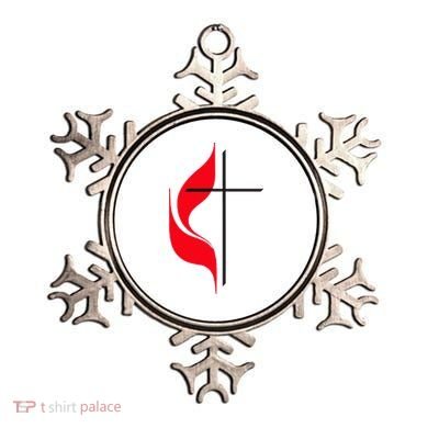 Methodist Flag Christian Cross And Flame Ornament