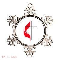 Methodist Flag Christian Cross And Flame Ornament thumb 0