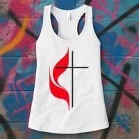 Methodist Flag Christian Cross And Flame Women's Tank Top thumb 3