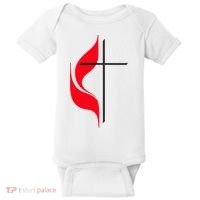 Methodist Flag Christian Cross And Flame Baby Bodysuit thumb 0
