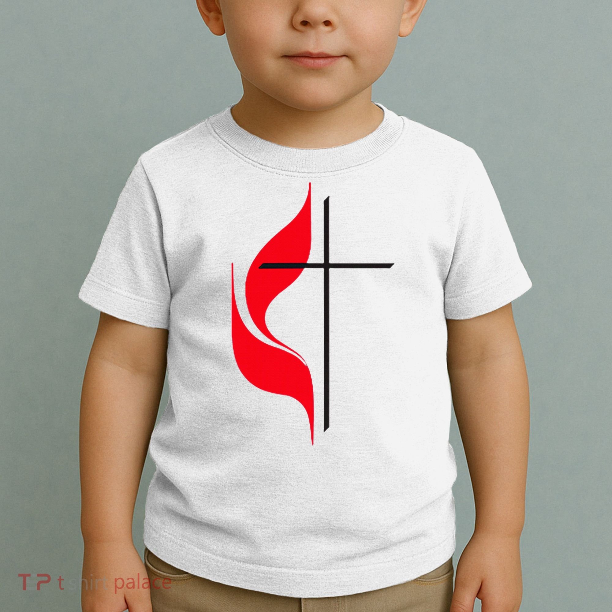 Methodist Flag Christian Cross And Flame Toddler T-Shirt