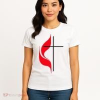 Methodist Flag Christian Cross And Flame Women's T-Shirt thumb 4