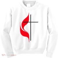 Methodist Flag Christian Cross And Flame Kids Sweatshirt thumb 0