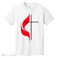 Methodist Flag Christian Cross And Flame Kids T-Shirt thumb 0