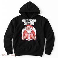 Merry Fucking Christmas Santa Claus Middle Finger Hoodie thumb 0