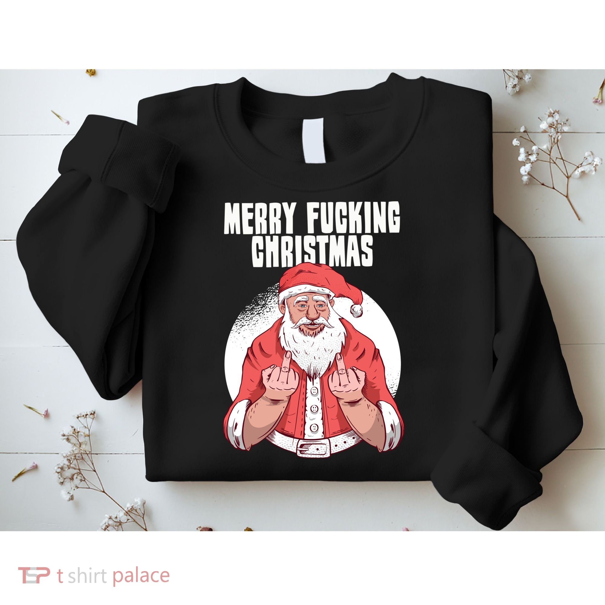 Merry Fucking Christmas Santa Claus Middle Finger Sweatshirt