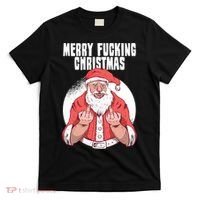 Merry Fucking Christmas Santa Claus Middle Finger T-Shirt thumb 0