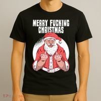 Merry Fucking Christmas Santa Claus Middle Finger T-Shirt thumb 3