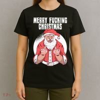 Merry Fucking Christmas Santa Claus Middle Finger T-Shirt thumb 4