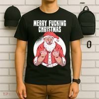 Merry Fucking Christmas Santa Claus Middle Finger T-Shirt thumb 6