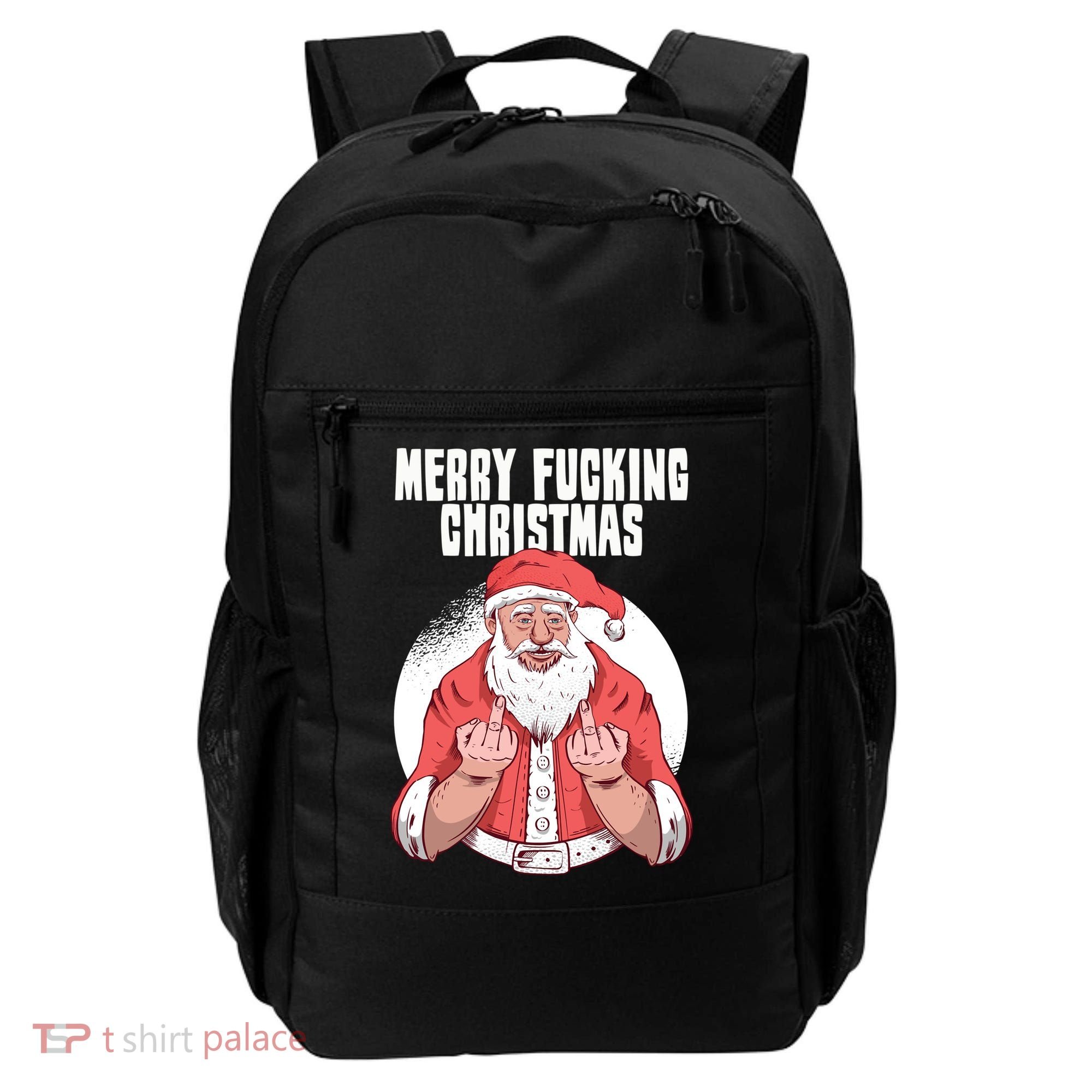 Merry Fucking Christmas Santa Claus Middle Finger Backpack
