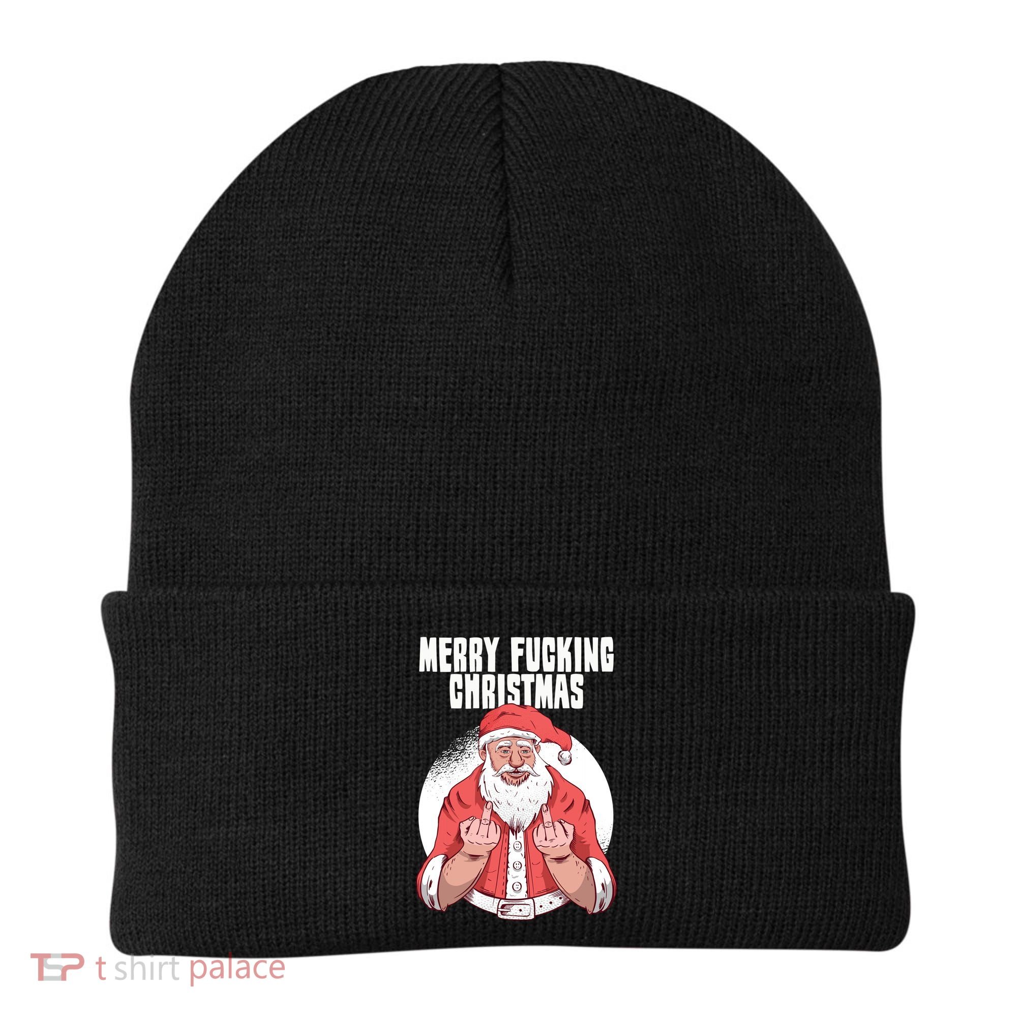 Merry Fucking Christmas Santa Claus Middle Finger Beanie