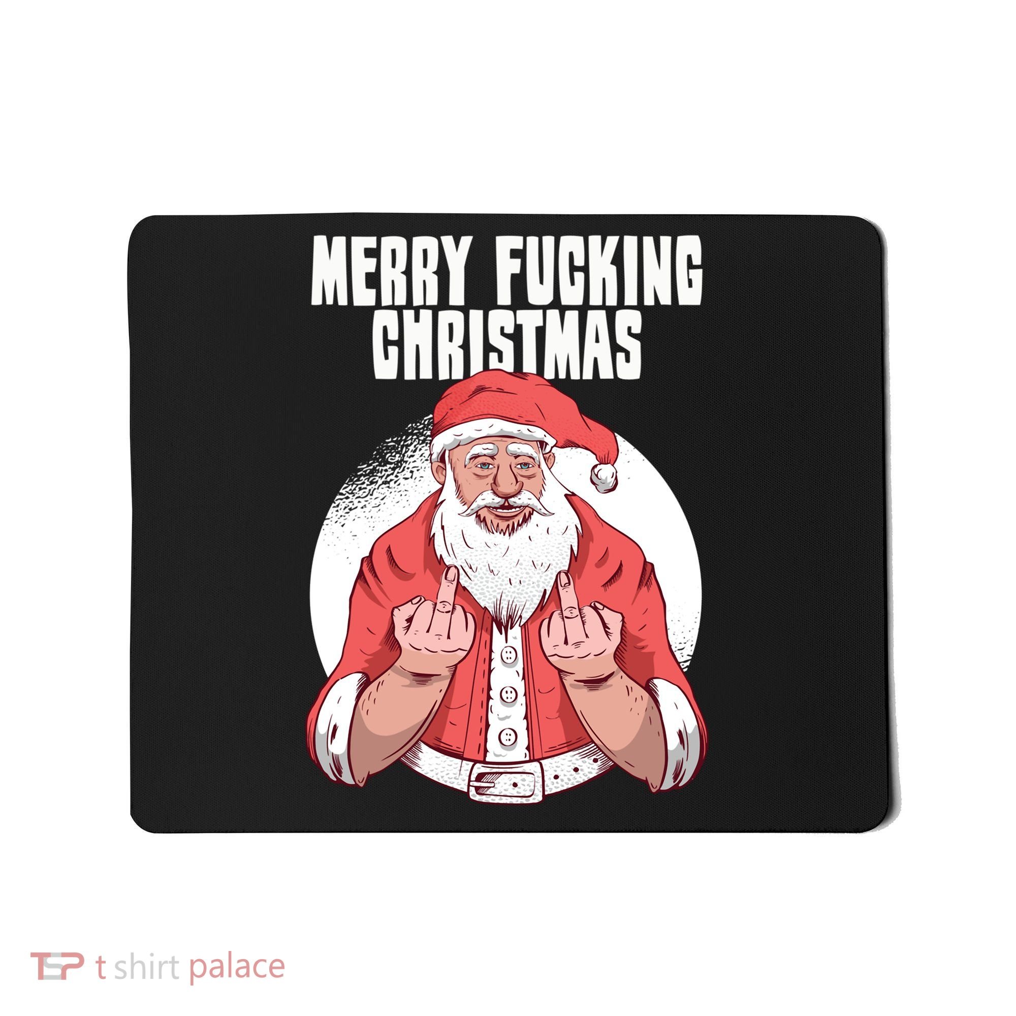 Merry Fucking Christmas Santa Claus Middle Finger Mousepad