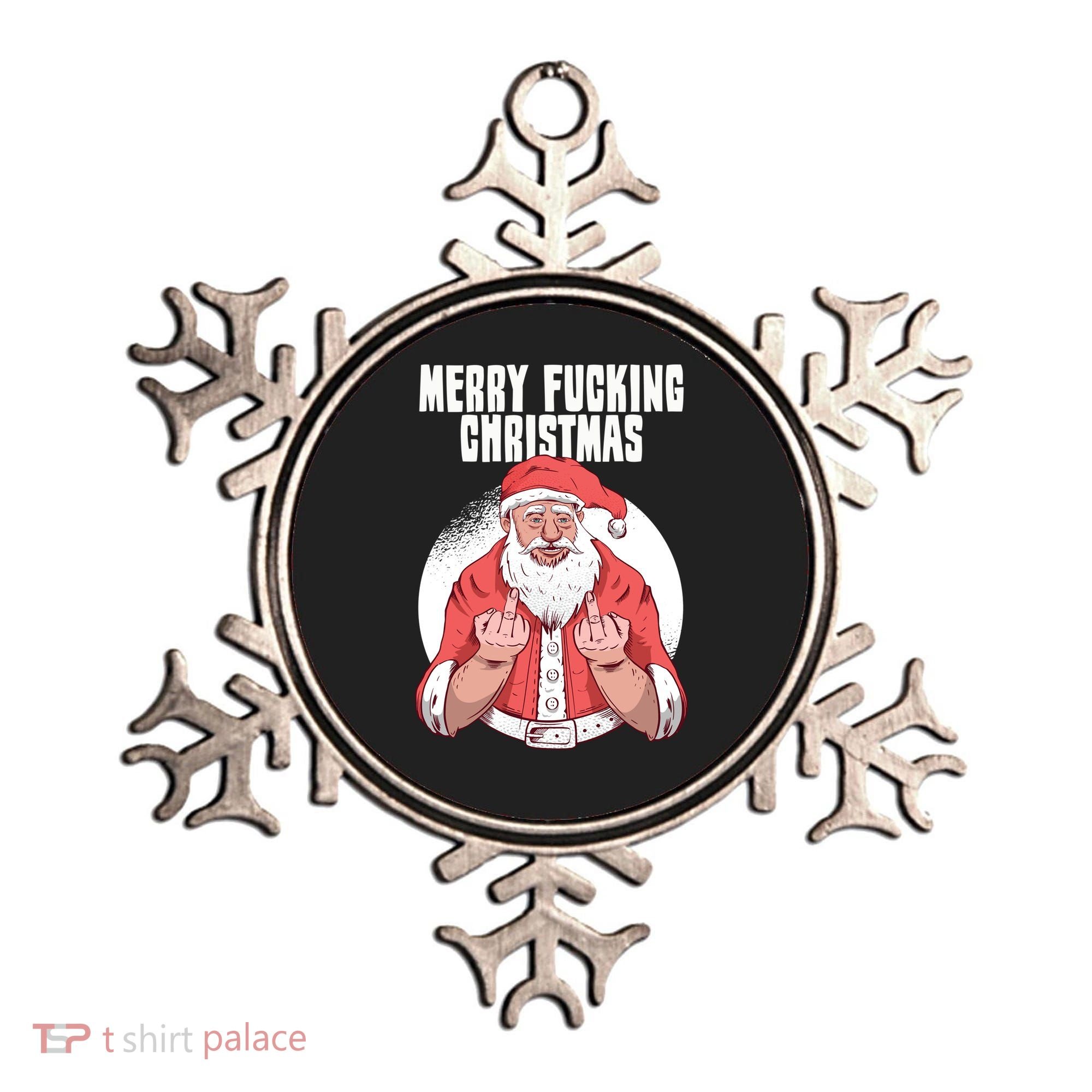 Merry Fucking Christmas Santa Claus Middle Finger Ornament