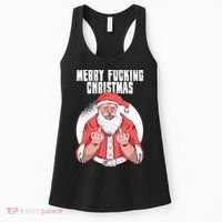 Merry Fucking Christmas Santa Claus Middle Finger Women's Tank Top thumb 0