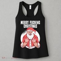 Merry Fucking Christmas Santa Claus Middle Finger Women's Tank Top thumb 3
