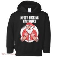 Merry Fucking Christmas Santa Claus Middle Finger Toddler Hoodie thumb 0