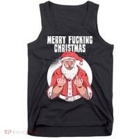 Merry Fucking Christmas Santa Claus Middle Finger Tank Top thumb 0