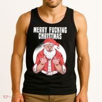 Merry Fucking Christmas Santa Claus Middle Finger Tank Top thumb 3
