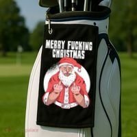 Merry Fucking Christmas Santa Claus Middle Finger Golf Towel thumb 2