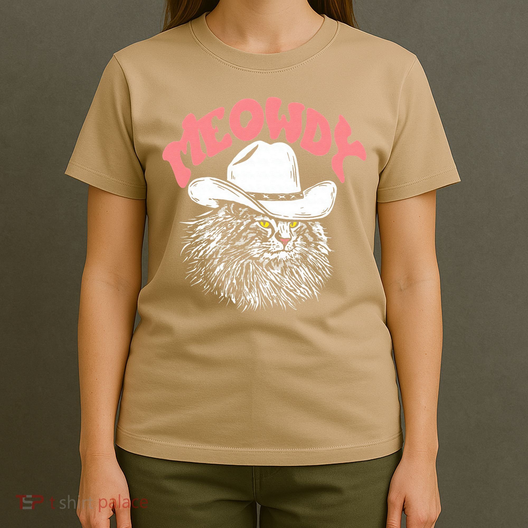 Meowdy! Funny Country Music Cat Cowboy Hat Vintage Funny T-Shirt