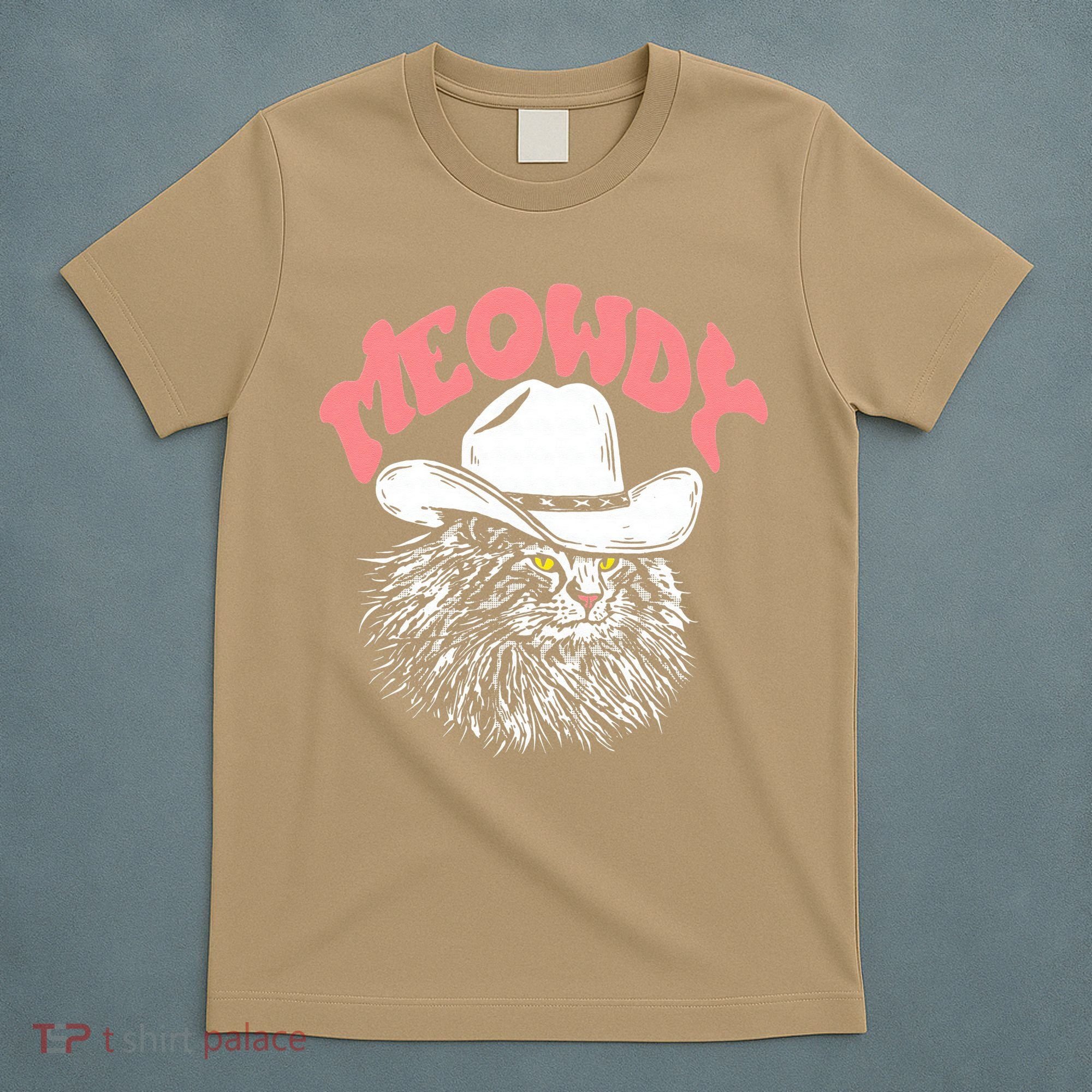 Meowdy! Funny Country Music Cat Cowboy Hat Vintage Funny T-Shirt