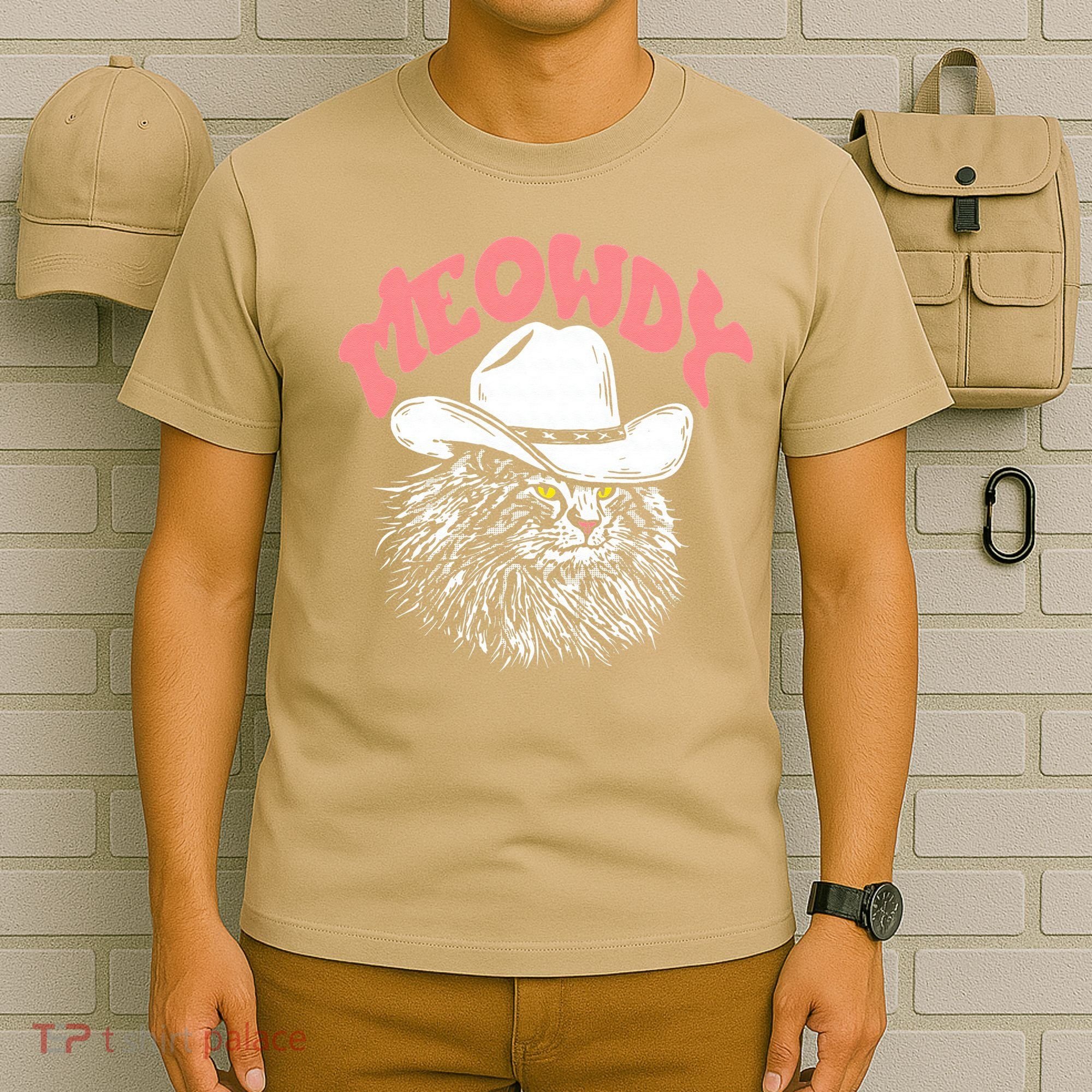 Meowdy! Funny Country Music Cat Cowboy Hat Vintage Funny T-Shirt