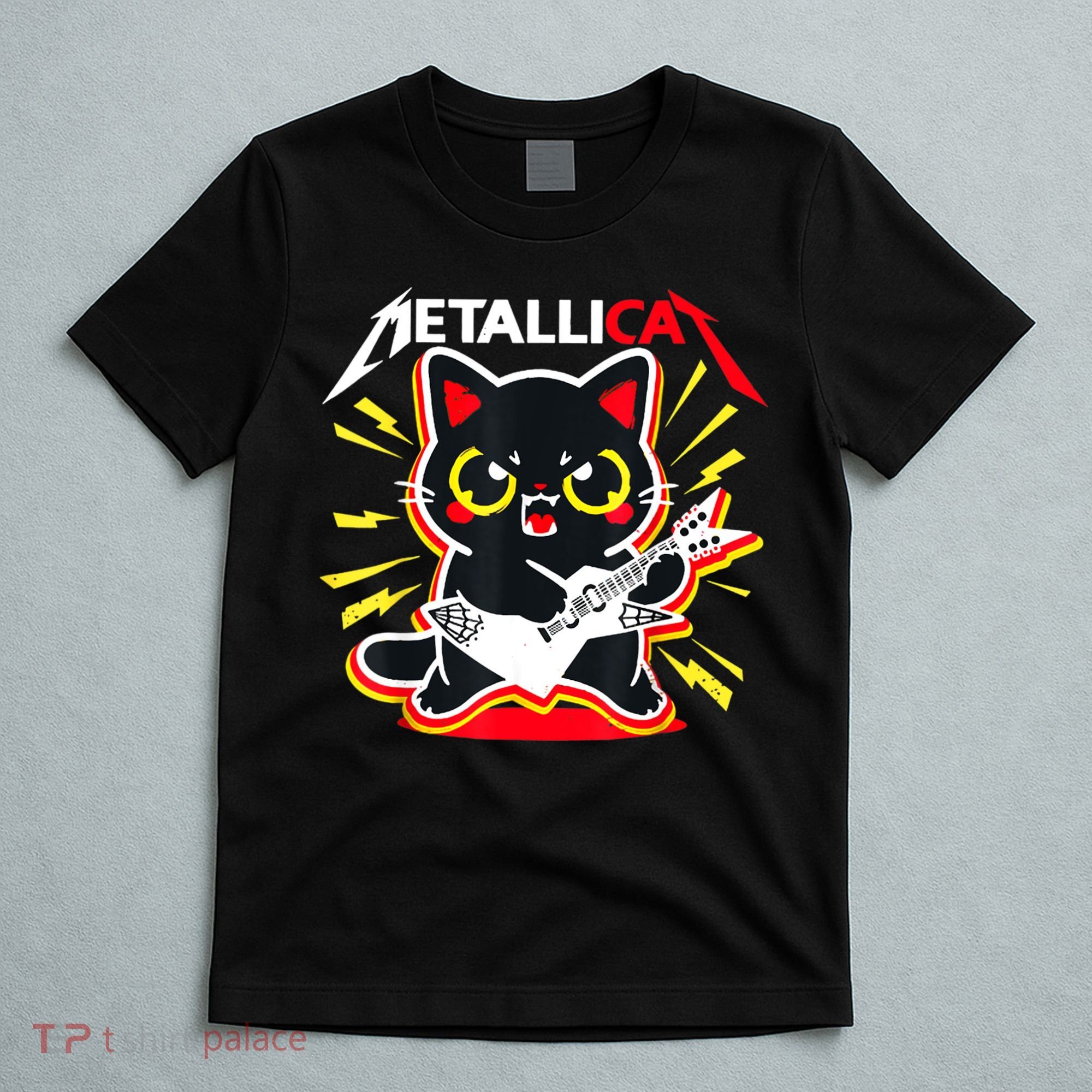 Metallicat Funny Cat Rock 90s Meow For Music Band Of Friend T-Shirt