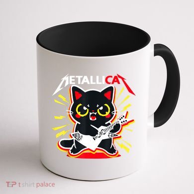 Metallicat Funny Cat Rock 90s Meow For Music Band Of Friend Coffee Mug back