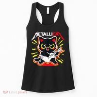 Metallicat Funny Cat Rock 90s Meow For Music Band Of Friend Women's Tank Top thumb 0