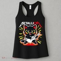 Metallicat Funny Cat Rock 90s Meow For Music Band Of Friend Women's Tank Top thumb 3