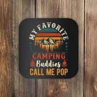 My Favorite Camping Buddies Call Me Pop Funny Grandpa Saying Coaster thumb 0
