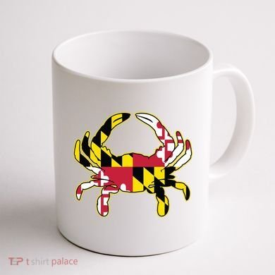 Maryland Flag Crab Design With Md Flag Colors Overlay Coffee Mug back