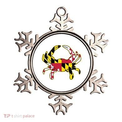Maryland Flag Crab Design With Md Flag Colors Overlay Ornament