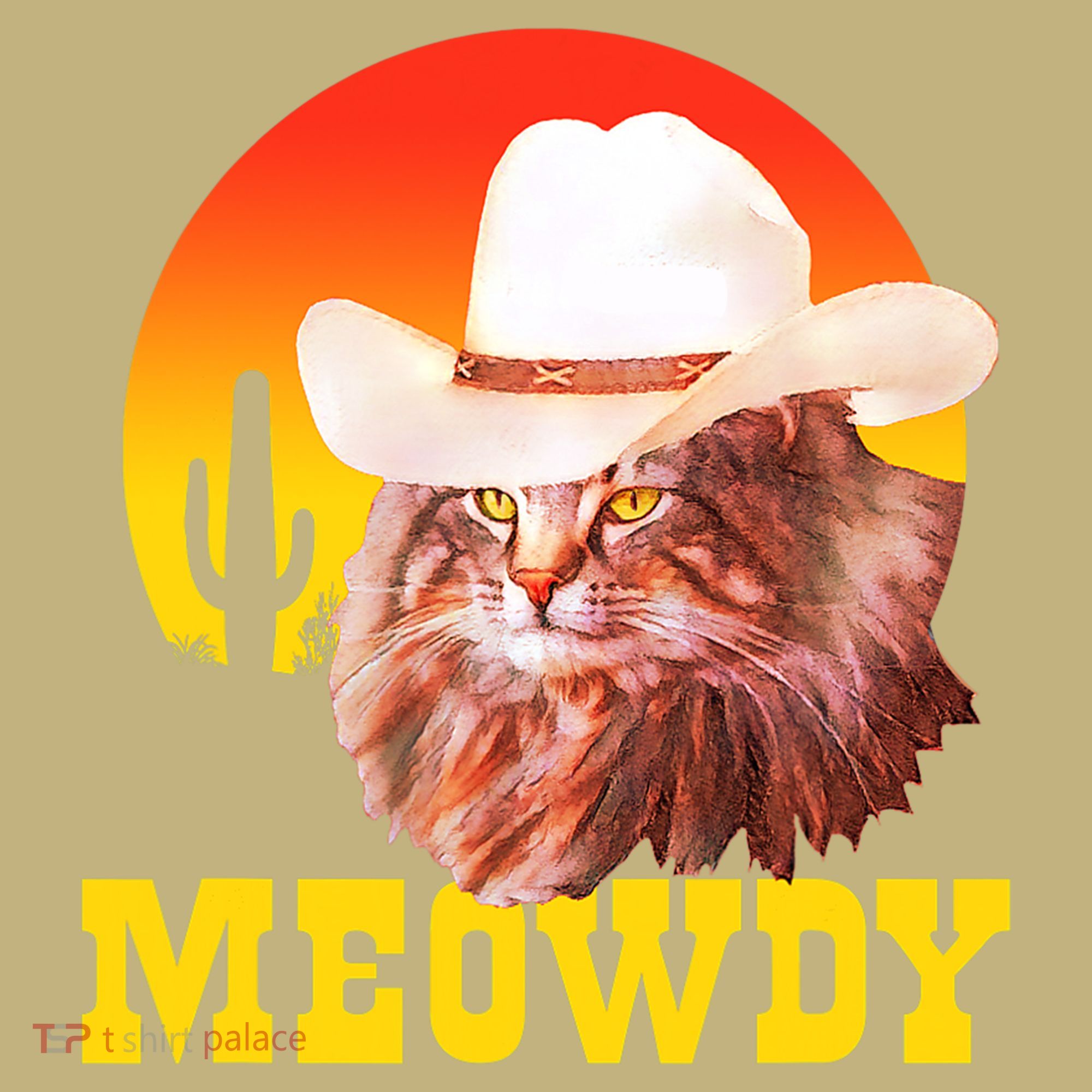 Meowdy! Funny Country Music Cat Cowboy Hat Vintage T-Shirt
