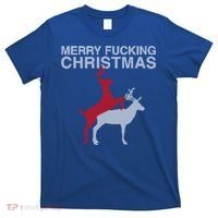 Merry Fucking Christmas! Obscene Ficking Reindeer Gift Fun Gift T-Shirt thumb 0
