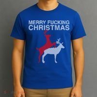 Merry Fucking Christmas! Obscene Ficking Reindeer Gift Fun Gift T-Shirt thumb 3