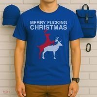 Merry Fucking Christmas! Obscene Ficking Reindeer Gift Fun Gift T-Shirt thumb 6