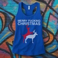 Merry Fucking Christmas! Obscene Ficking Reindeer Gift Fun Gift Women's Tank Top thumb 3