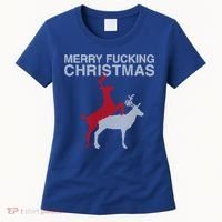 Merry Fucking Christmas! Obscene Ficking Reindeer Gift Fun Gift Women's T-Shirt thumb 0