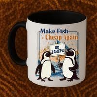 Make Fish Cheap Again Penguins Against Tariffs Coffee Mug thumb 2