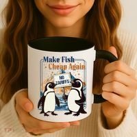 Make Fish Cheap Again Penguins Against Tariffs Coffee Mug thumb 3