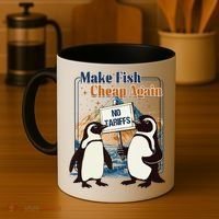 Make Fish Cheap Again Penguins Against Tariffs Coffee Mug thumb 4