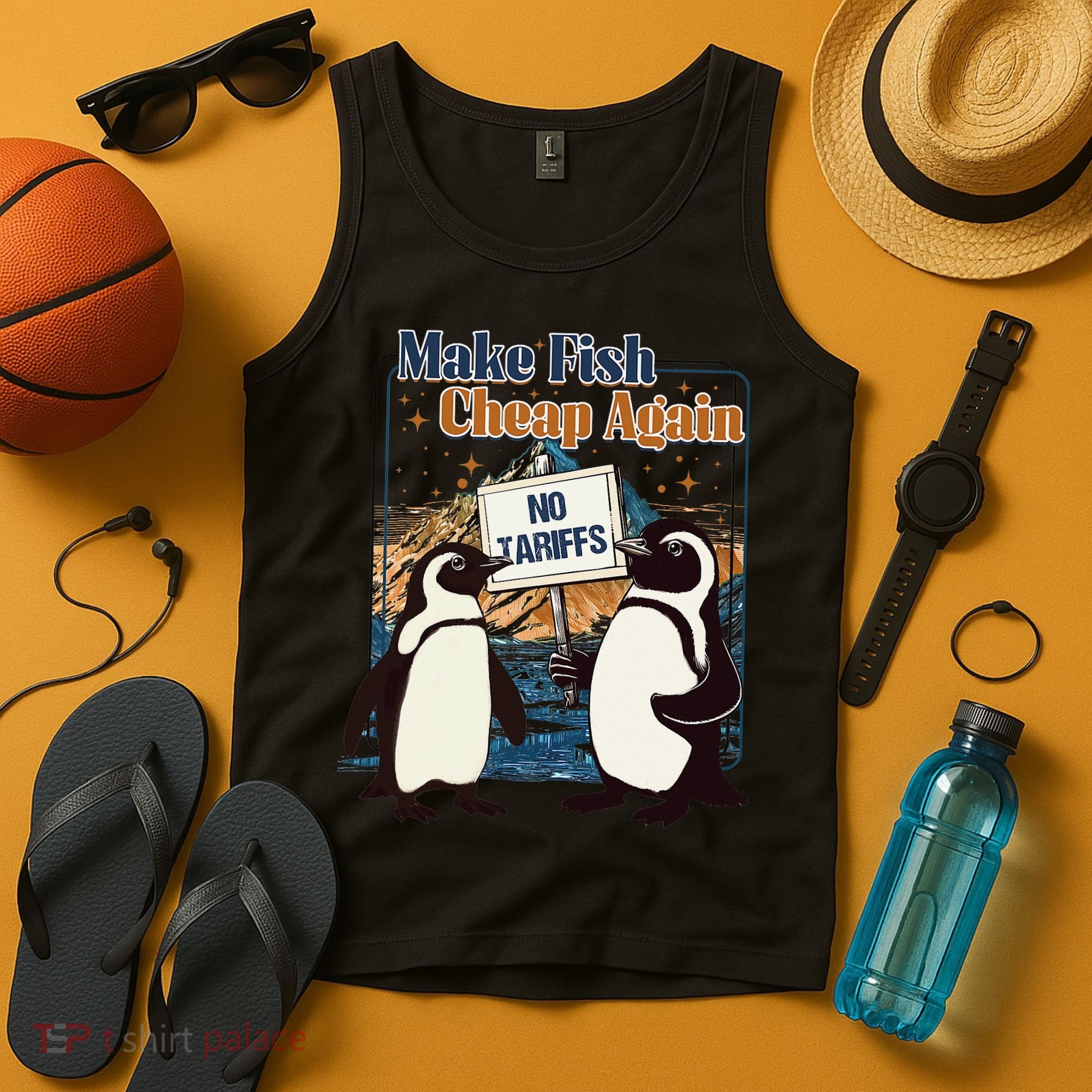 Make Fish Cheap Again Penguins Against Tariffs Tank Top