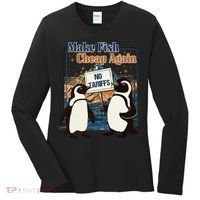 Make Fish Cheap Again Penguins Against Tariffs Women's Long Sleeve Shirt thumb 0